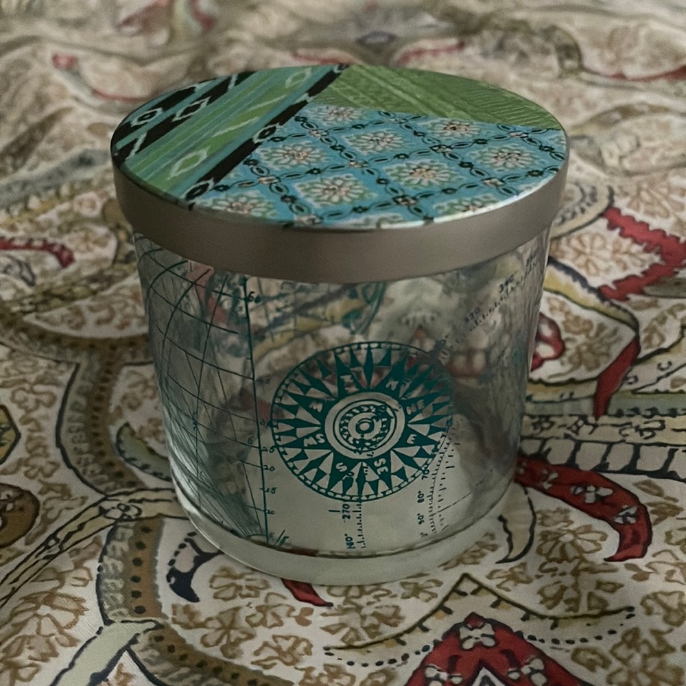 Small Decorated Glass Jar / Candle Holder